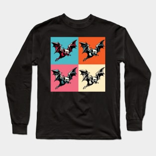 Night Wings Unleashed: Pop Art Bat Extravaganza Long Sleeve T-Shirt